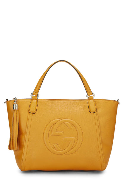 Gucci, sac à main Soho en cuir grainé orange d'occasion, jaune