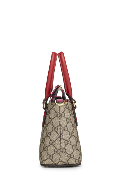 Gucci, sac fourre-tout en toile suprême GG rose et rouge d'occasion, petit, multicolore