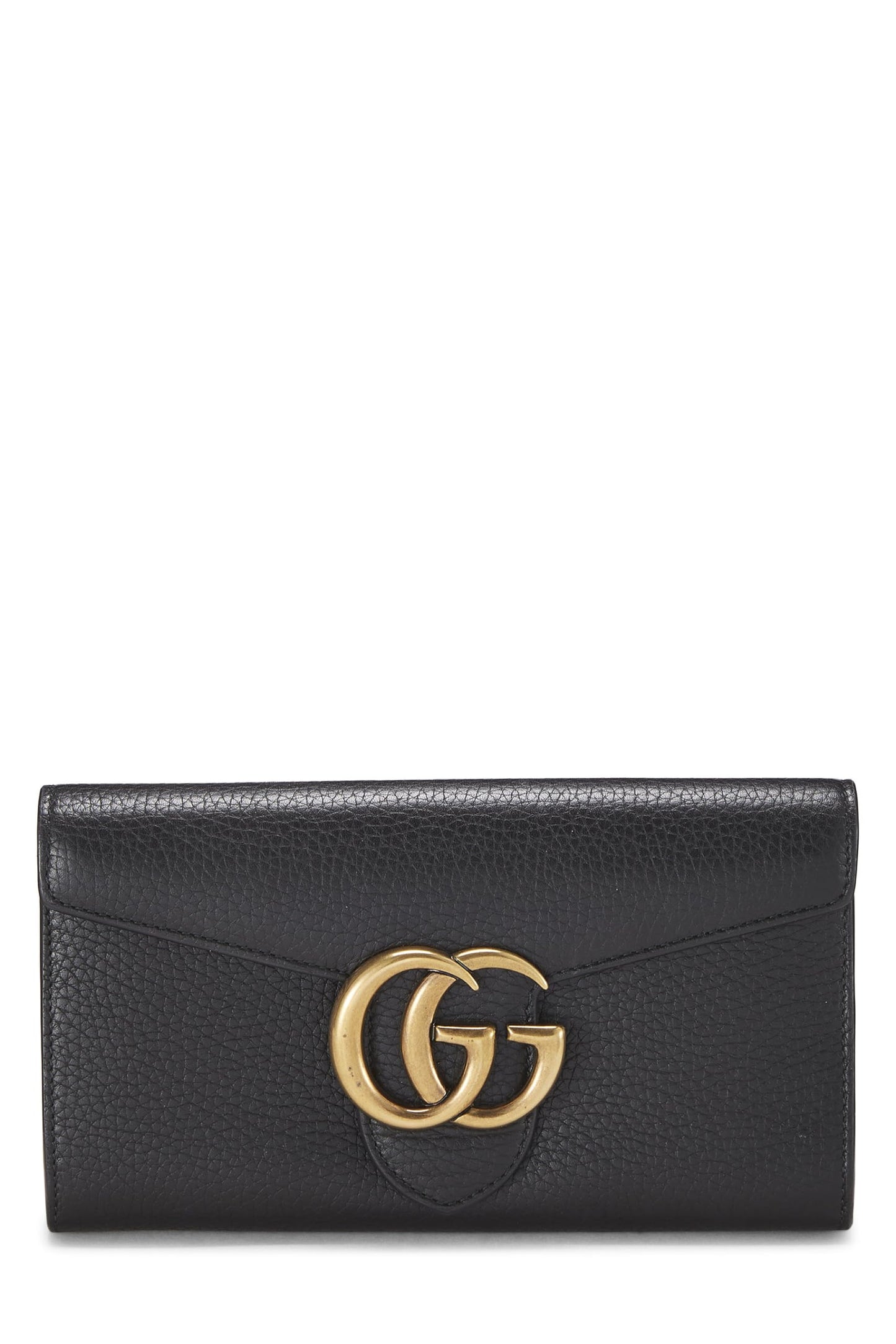 Gucci, portefeuille long en cuir GG Marmont noir d'occasion, noir