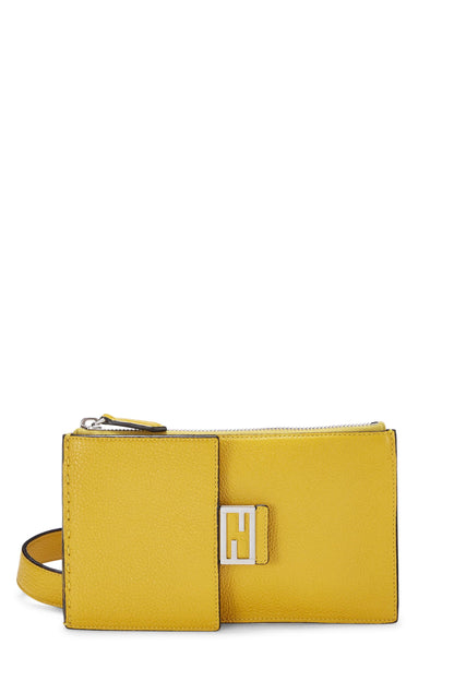 Fendi, pochette de taille en cuir jaune d'occasion, jaune