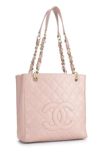 Chanel, Pre-Loved Pink Quilted Caviar Petite Shopping Tote (PST), Pink