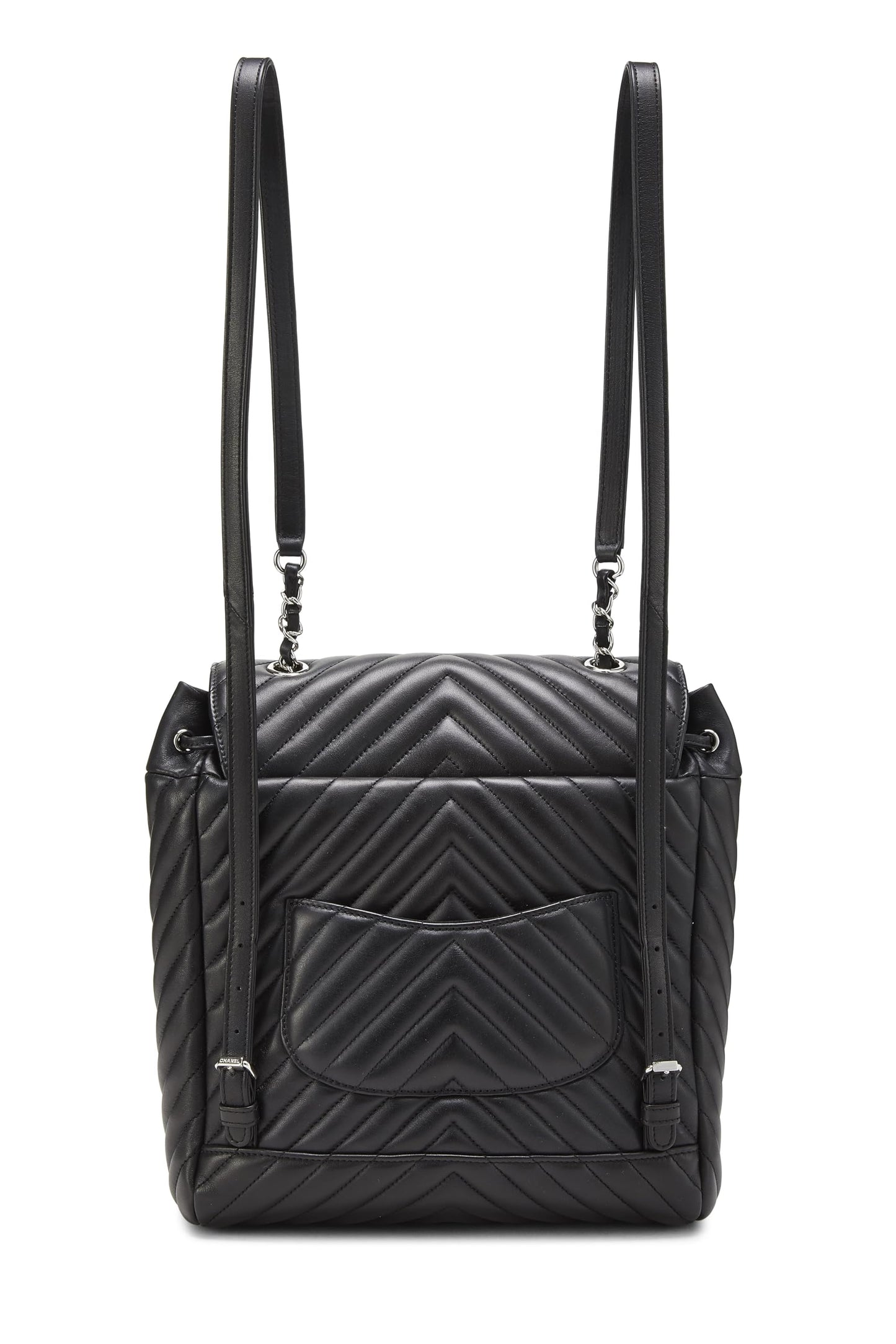 Chanel, sac à dos Urban Spirit en cuir d'agneau à chevrons noir d'occasion, noir