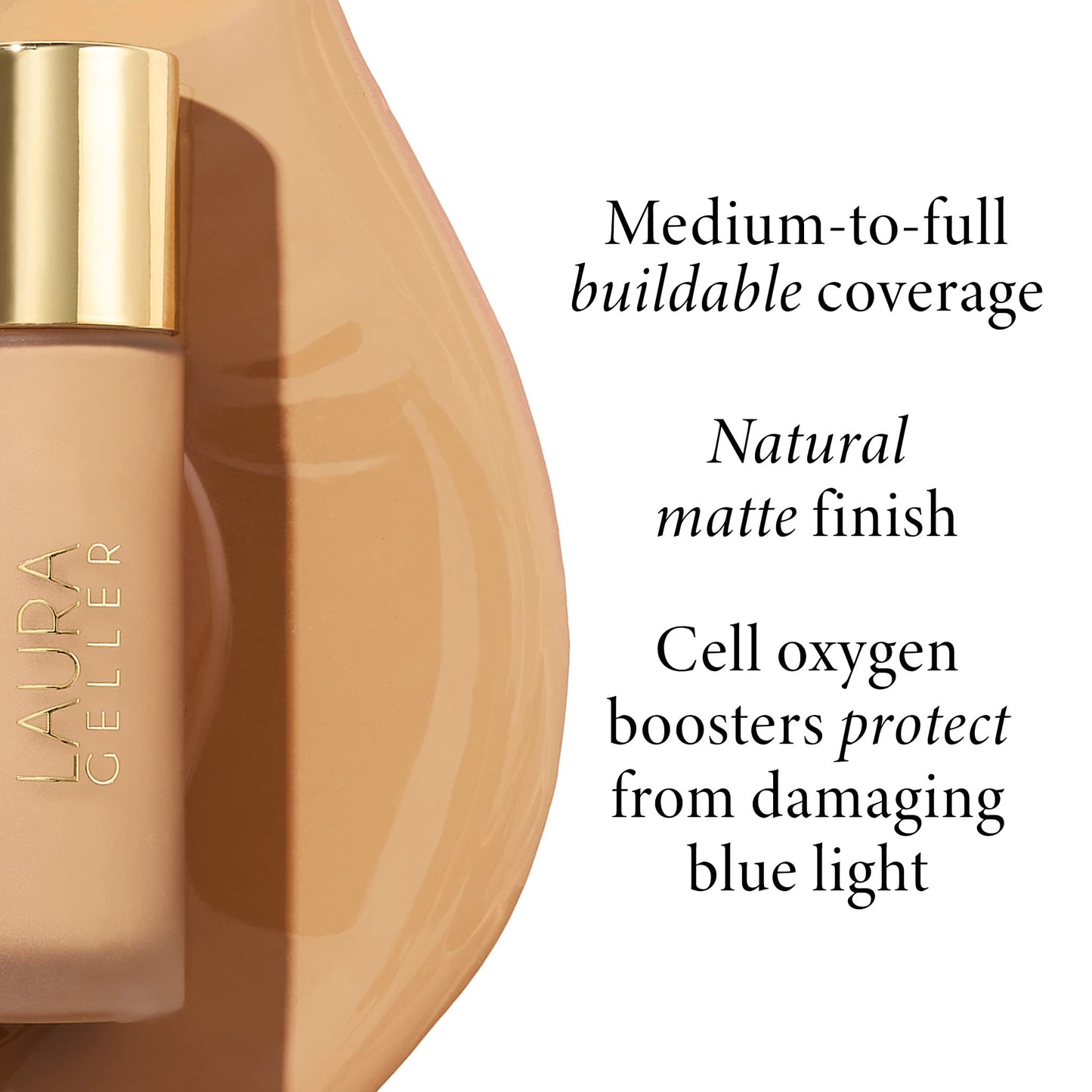 LAURA GELLER Double Take Liquid Foundation | Medium to Full Coverage, Natural Matte Finish, Light