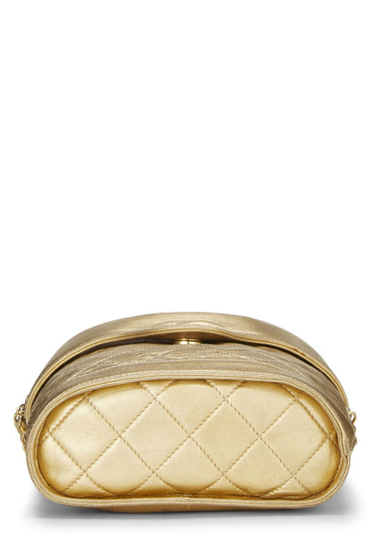 Chanel, Pre-Loved Gold Quilted Lambskin Binocular Bag Small, Gold