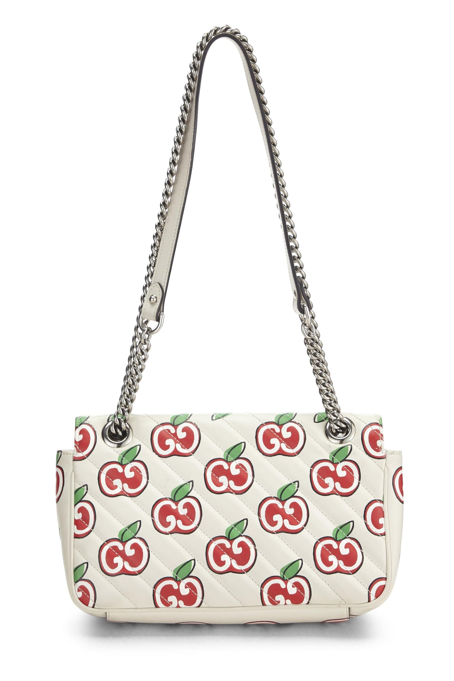 Gucci, sac à bandoulière Marmont Apple en cuir blanc d'occasion, petit modèle, blanc