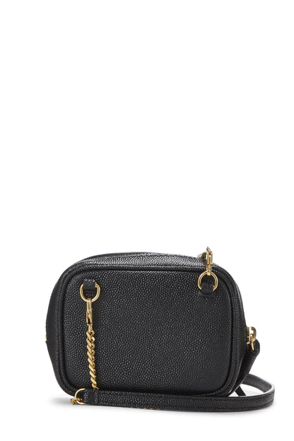 Saint Laurent, sac photo Lou en cuir de veau matelassé grainé noir pour bébé, d'occasion, noir