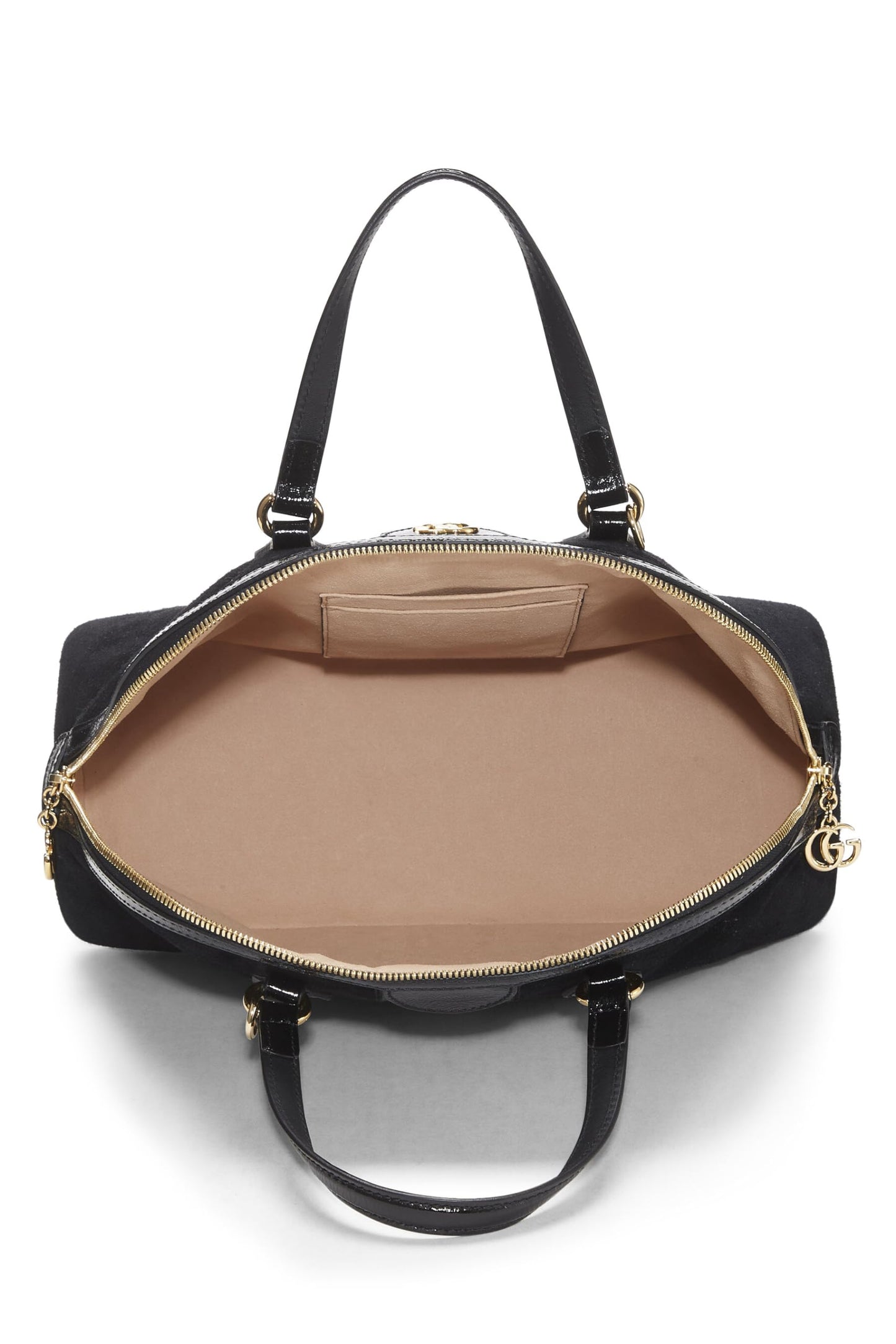 Gucci, sac à main Ophidia Dome Medium en daim noir d'occasion, noir