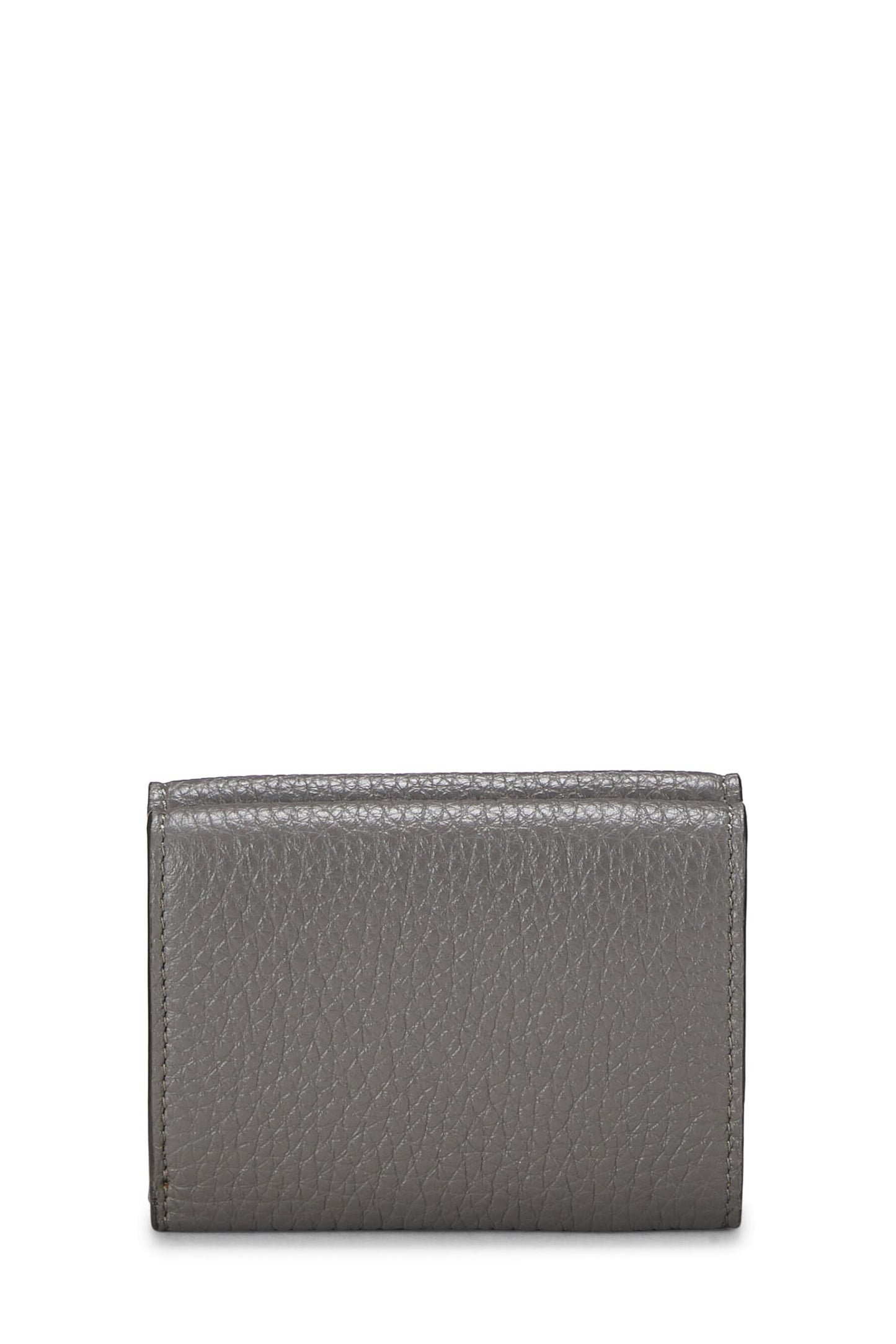 Fendi, Pre-Loved Grey Leather Tri-Fold Wallet, Grey