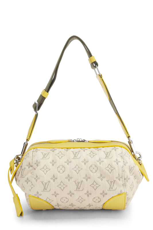 Louis Vuitton, Pre-Loved Jaune Monogram Denim Pochette Round, Yellow