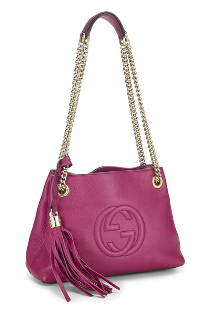 Gucci, Pre-Loved Purple Leather Soho Chain Tote Small, Purple