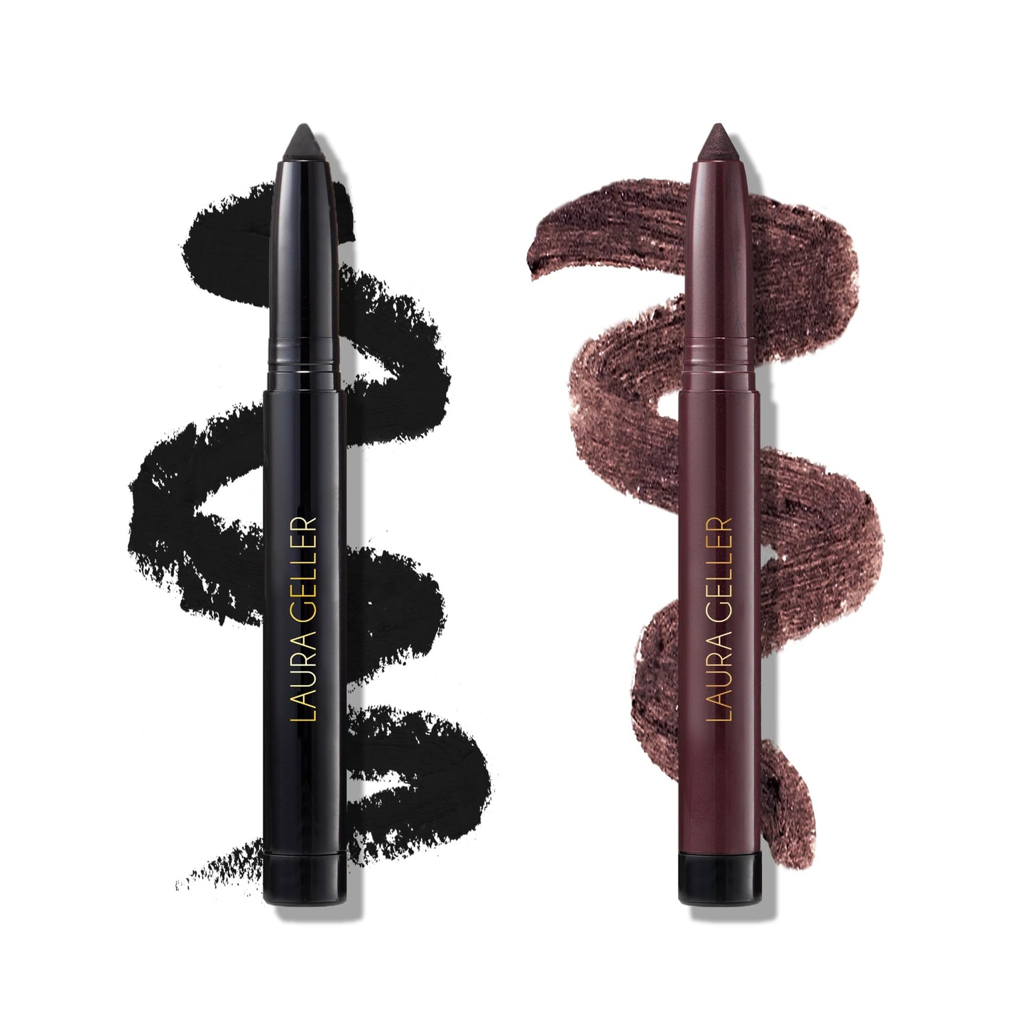 LAURA GELLER NEW YORK Kajal Longwear Kohl Eyeliner Pencil Duo - Deep Black + Smoky Amethyst - Smooth, Blendable Liner - Infused with Caffeine