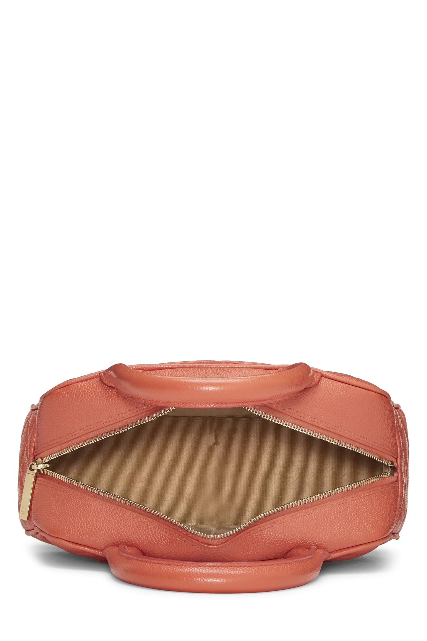 CHANEL, Pre-Loved Coral Quilted Caviar Bowler Mini, Orange