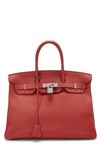 Hermès, Pre-Loved Rouge Pivoine Togo Birkin 35, Rouge Pivoine