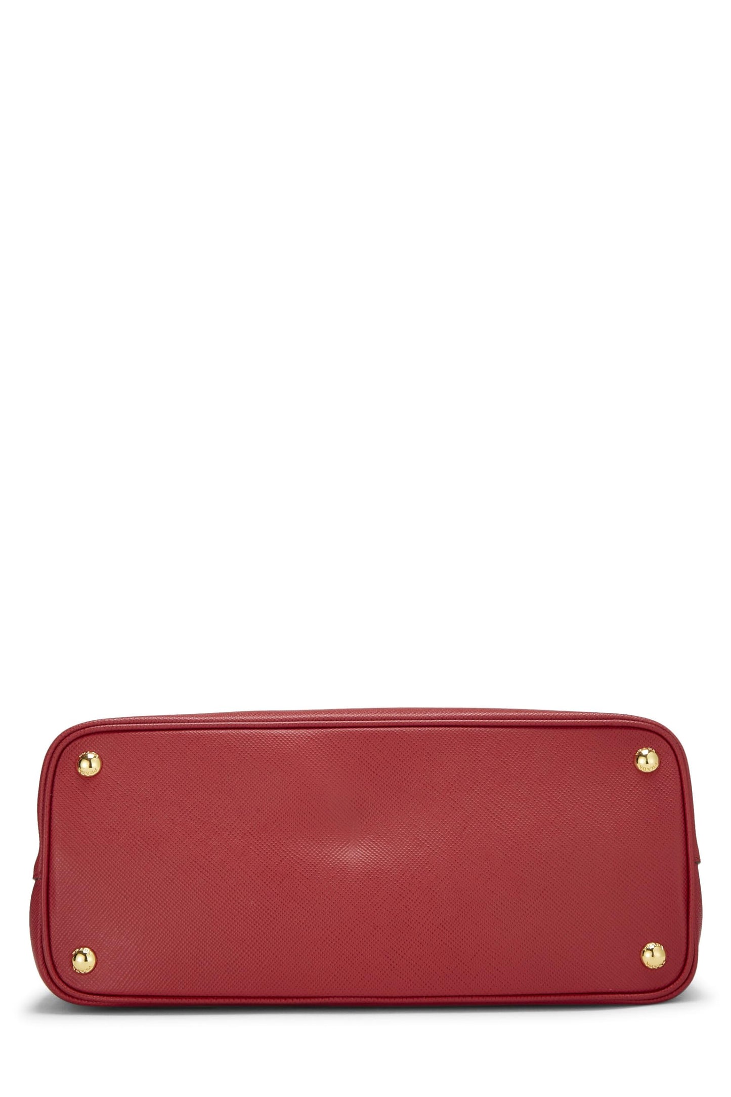 Prada, sac double moyen en saffiano rouge d'occasion, rouge