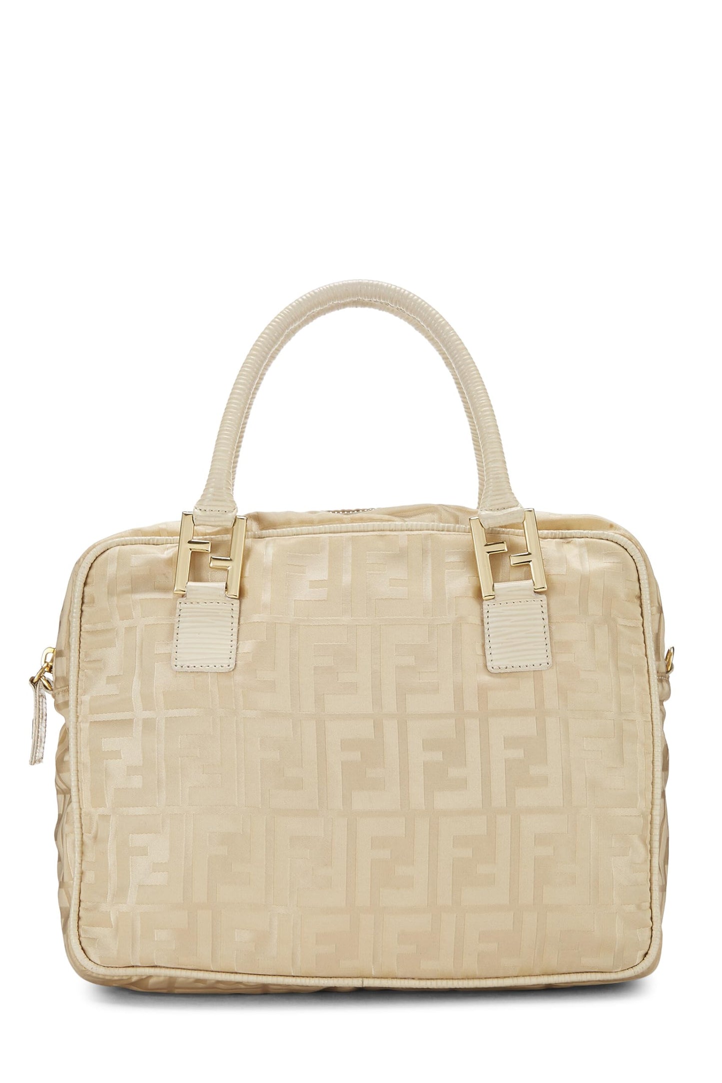 Fendi, sac à main en nylon beige Zucca d'occasion, beige