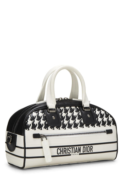 Dior, Sac bowling Vibe en cuir blanc et noir d'occasion, petit modèle, blanc