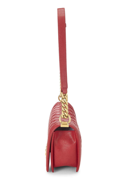 Chanel, Bolso pequeño de caviar acolchado rojo Pre-Loved, Rojo