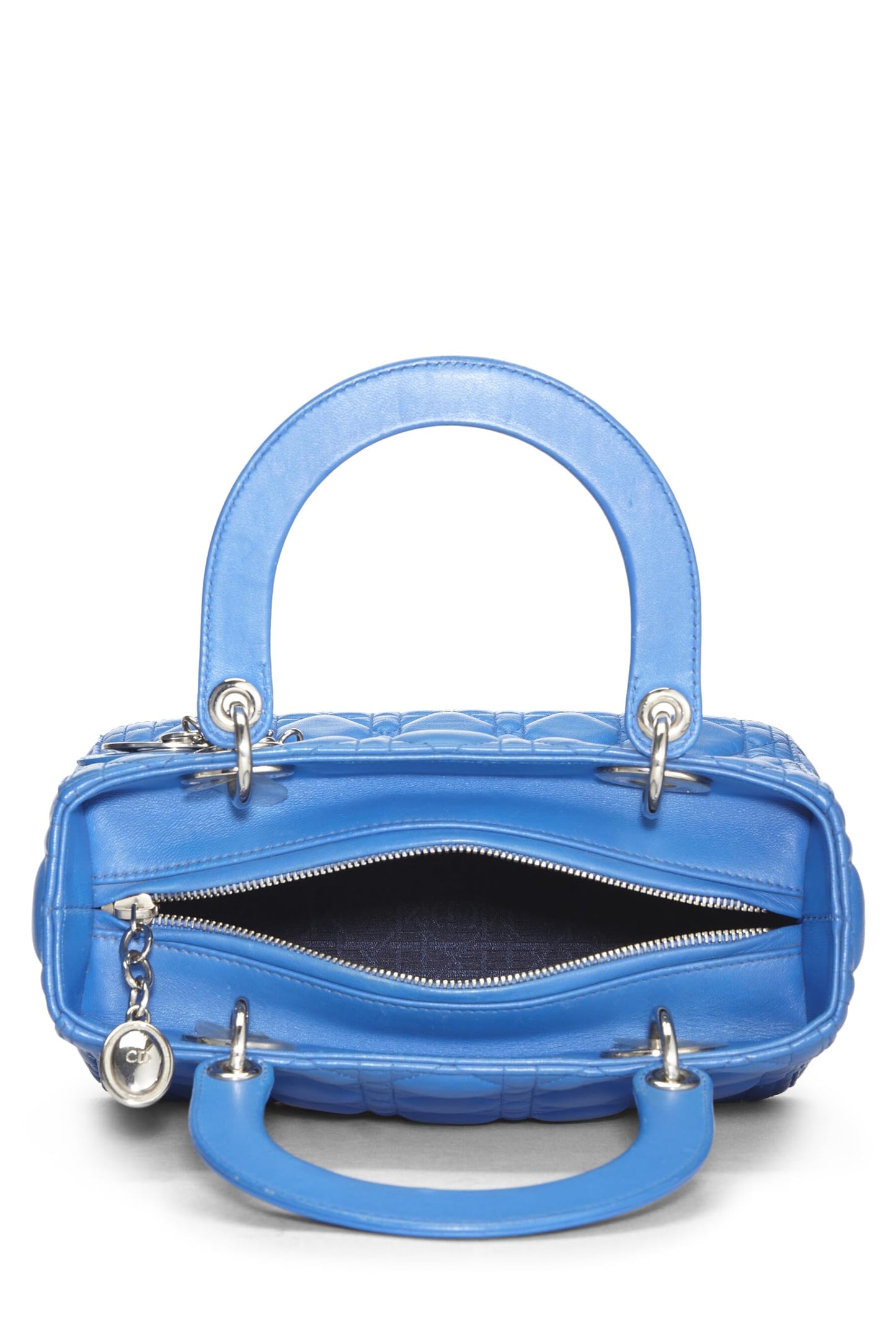 Dior, Pre-Loved Blue Cannage Piel de cordero acolchada Lady Dior Medium, Azul