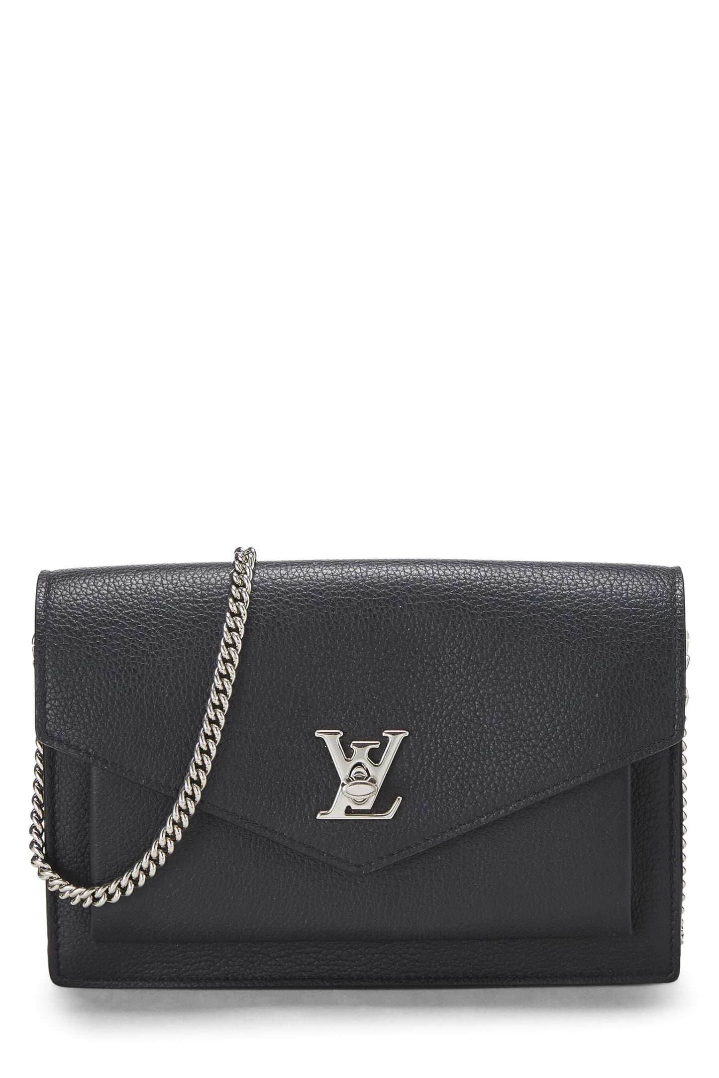 Louis Vuitton, sac à main My Lockme Chain BB en cuir noir d'occasion, noir