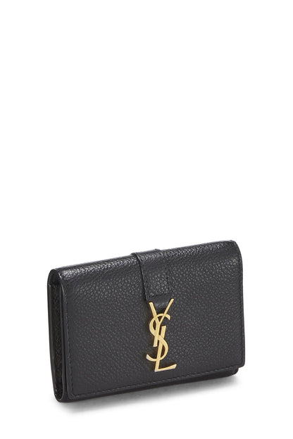 Yves Saint Laurent, Porte-clés en cuir grainé noir d'occasion, noir