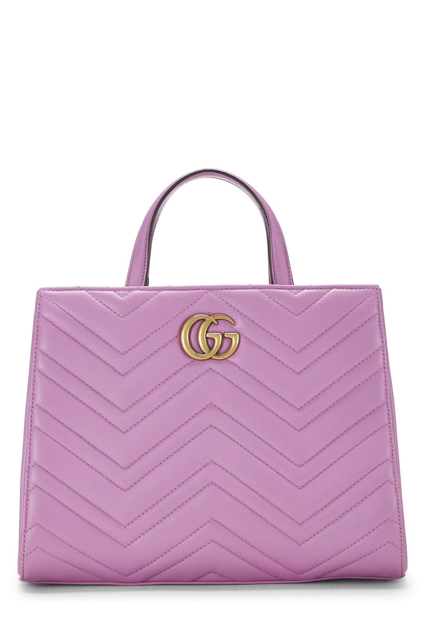 Gucci, Pre-Loved Pink Leather GG Marmont Top Handle Bag Small, Pink