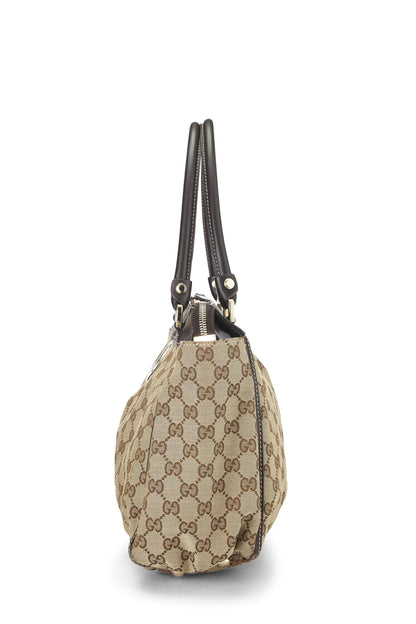 Gucci, sac fourre-tout zippé Abbey en toile GG d'origine d'occasion, marron