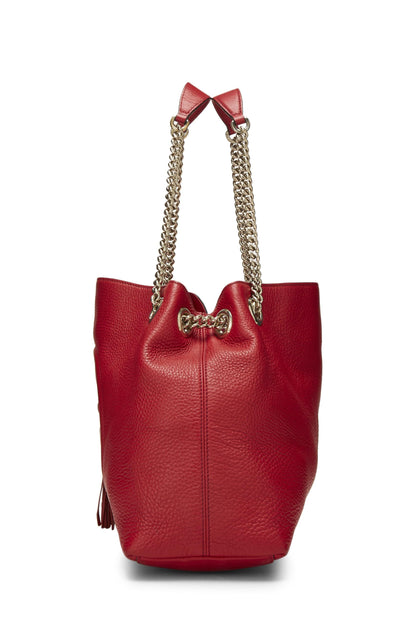 Gucci, Pre-Loved Red Leather Soho Chain Tote, Red