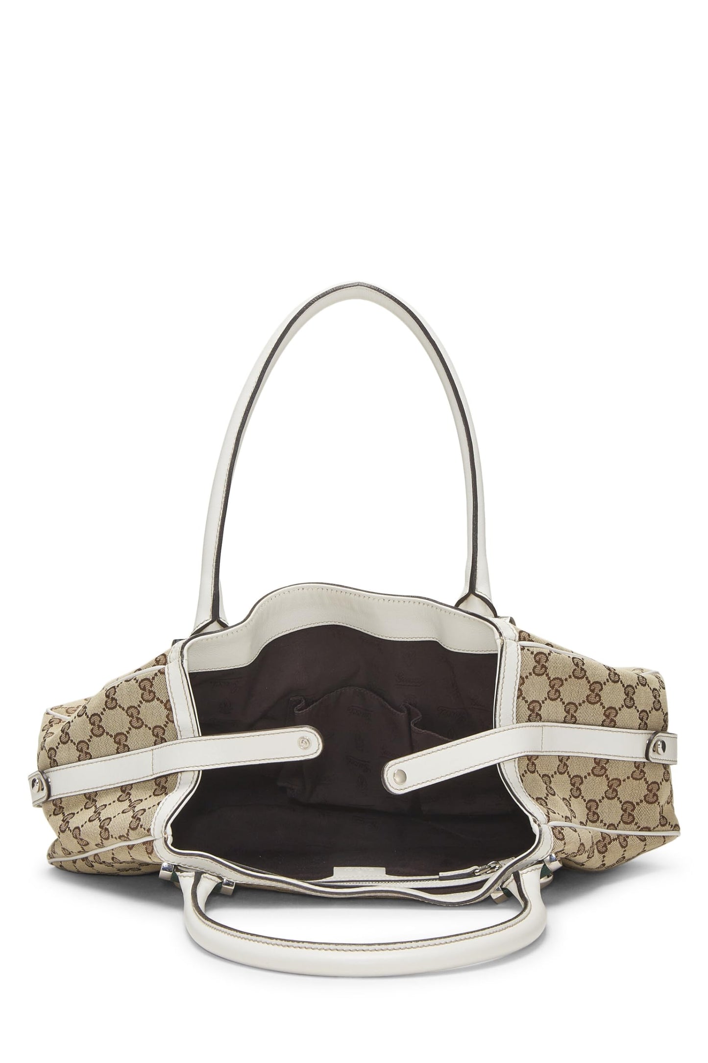 Gucci, Bolso tote Abbey grande con GG original de lona Matchball en blanco Pre-Loved, Blanco