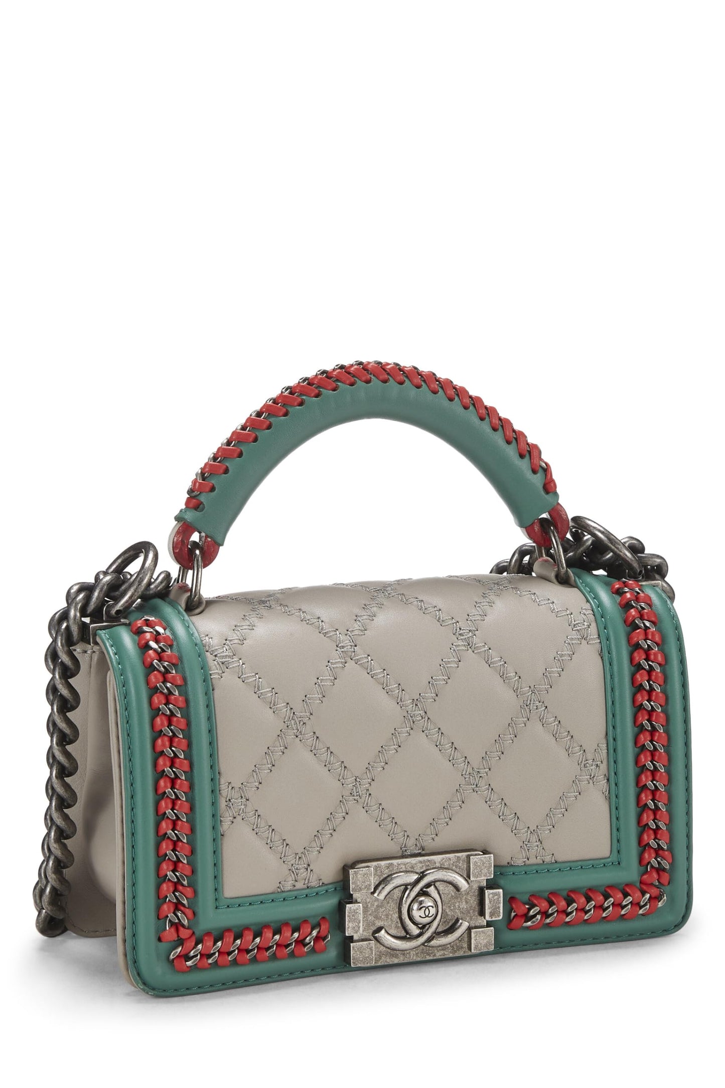 Chanel, Pre-Loved Paris-Salzburg Multicolor Braided Around Top Handle Boy Bag Small, Multi