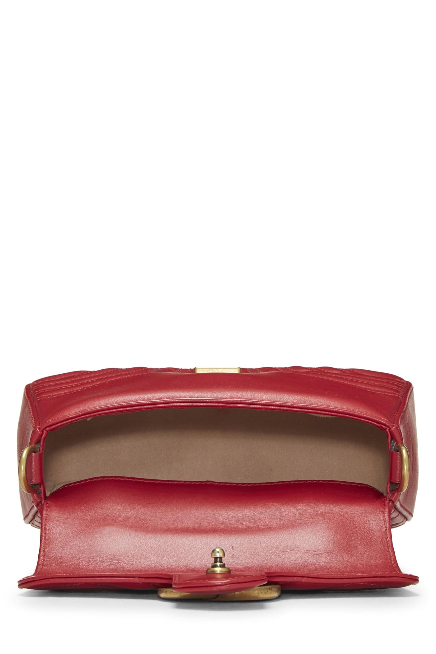 Gucci, Mini sac à main en cuir rouge GG Marmont d'occasion, rouge