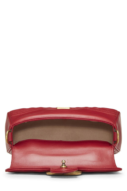 Gucci, Pre-Loved Red Leather GG Marmont Top Handle Bag Mini, Red