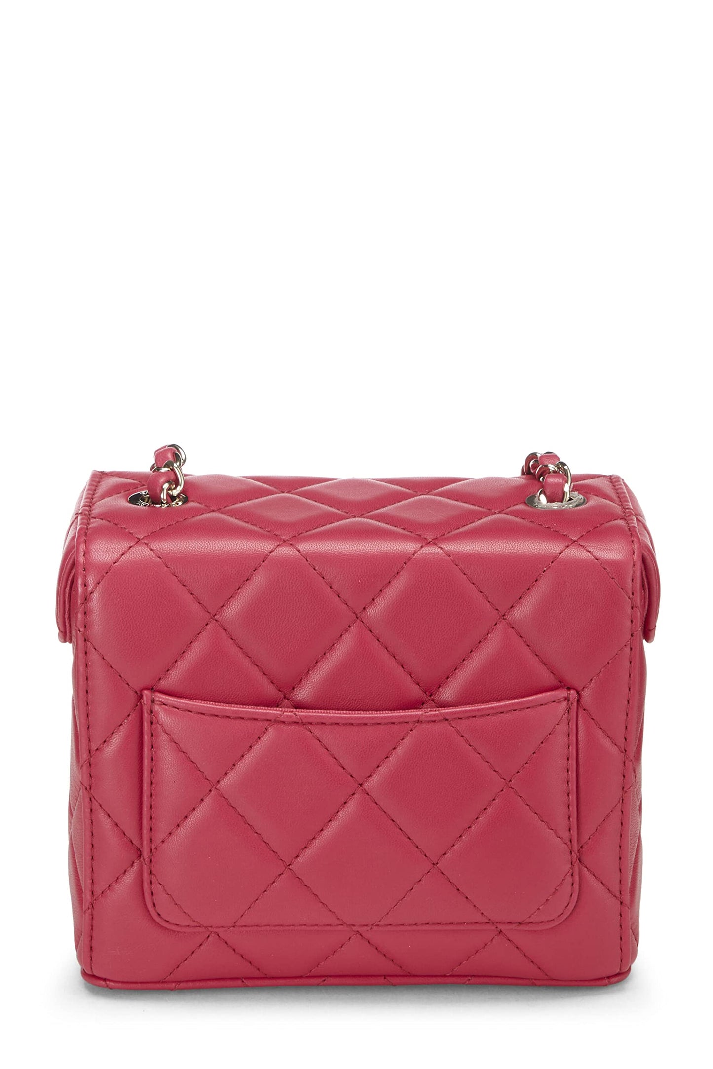 Chanel, sac à main en cuir d'agneau matelassé rose, petit modèle, d'occasion