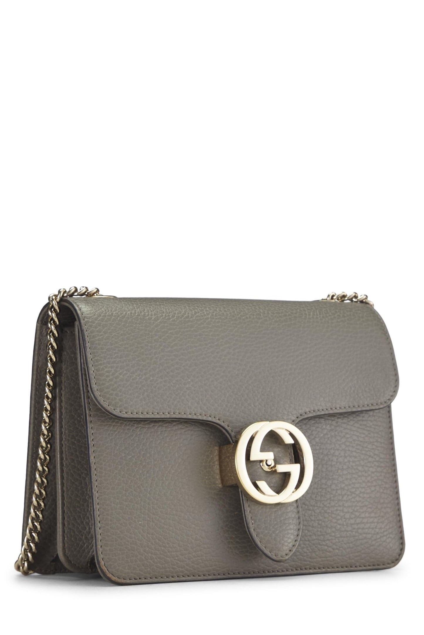 Gucci, Pre-Loved Grey Leather Interlocking Crossbody Bag, Grey