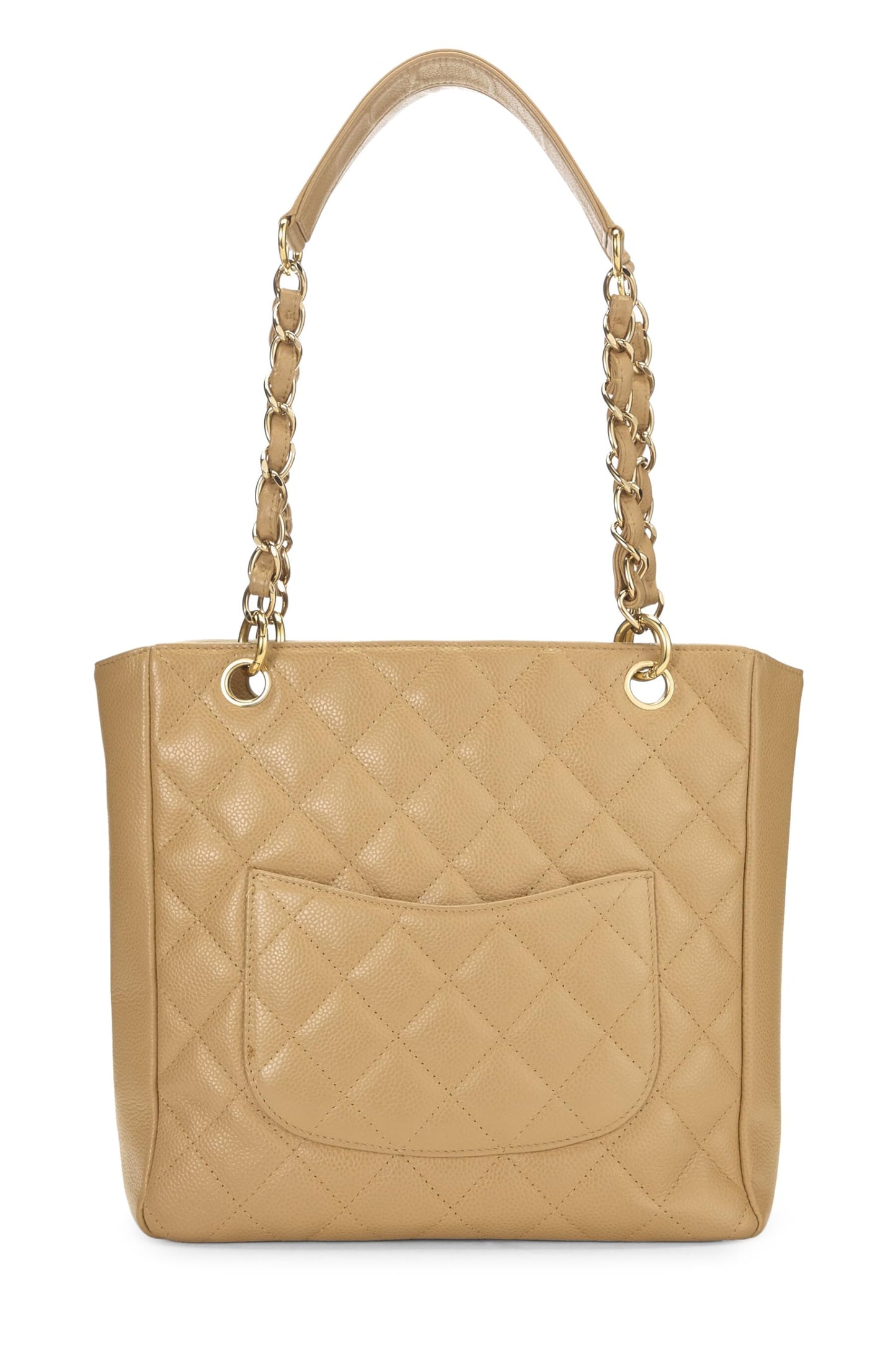 Chanel, Pre-Loved Beige Quilted Caviar Petite Shopping Tote (PST), Beige