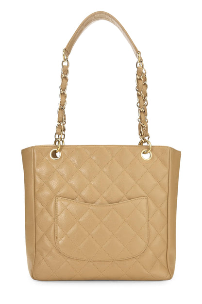 Chanel, Bolso shopping Petite de caviar acolchado beige Pre-Loved (PST), Beige