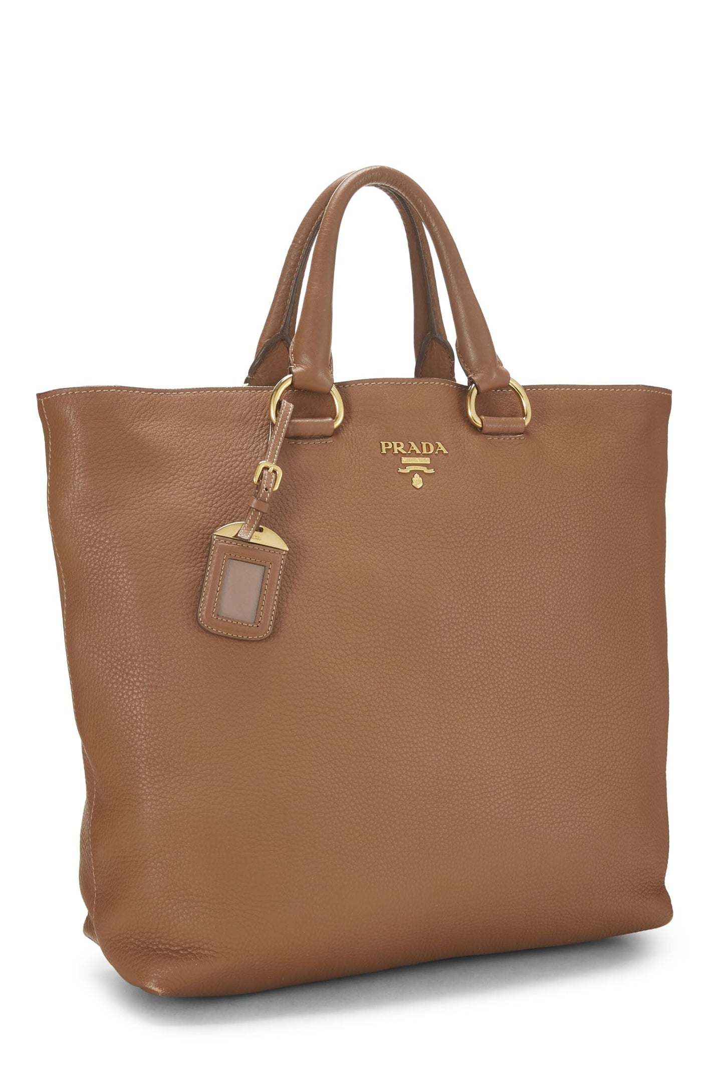 Prada, Pre-Loved Brown Vitello Daino Phenix Convertible Shopping Tote, Brown