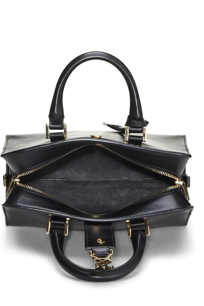 Yves Saint Laurent, Cabas Baby con monograma de piel de becerro suave en color negro Pre-Loved, Negro