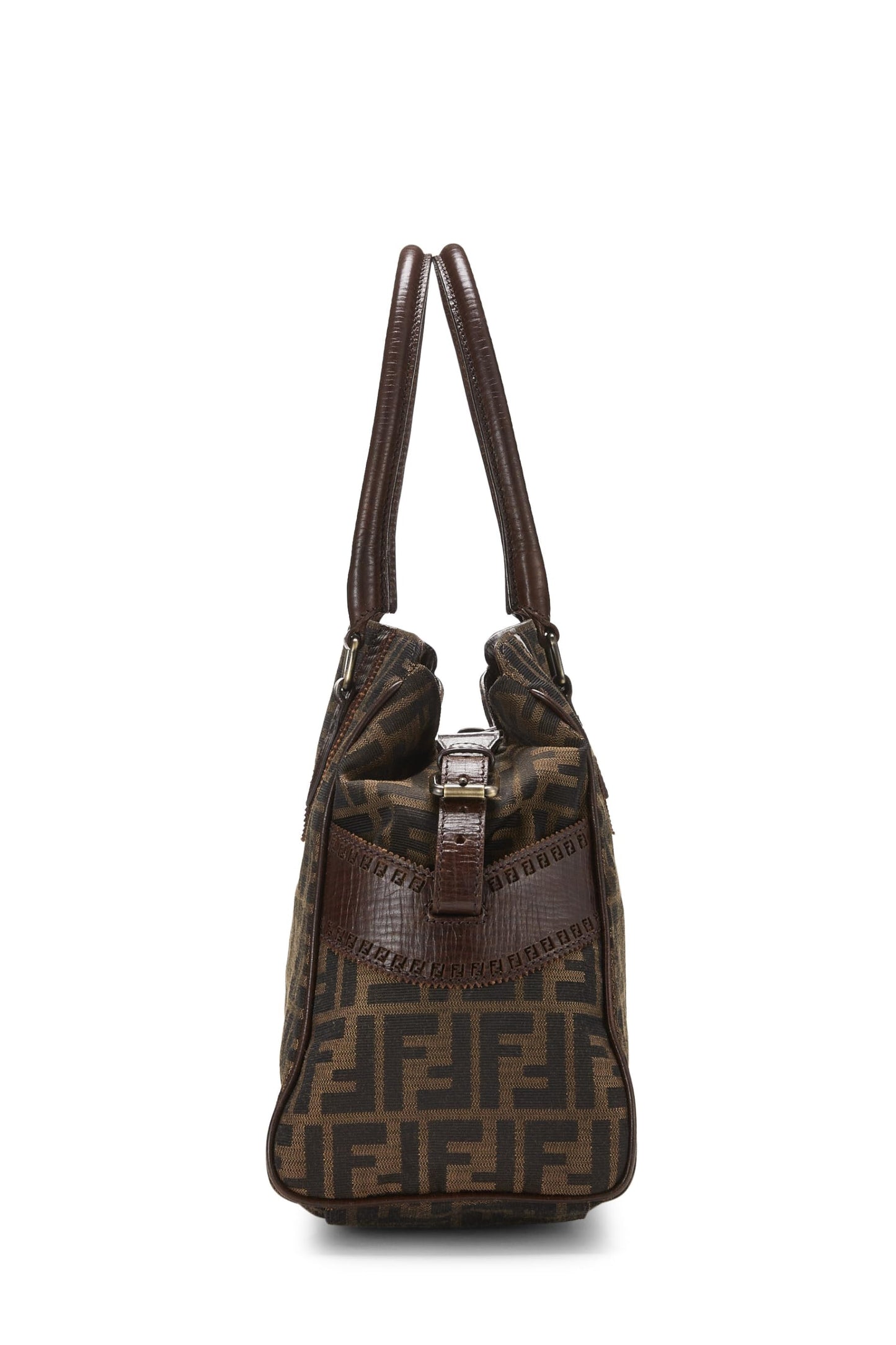 Fendi, Bolso pequeño Du Jour de terciopelo Zucca marrón Pre-Loved, Marrón