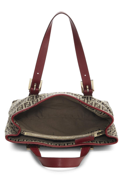 Fendi, Bolso de mano de lona Red Zucchino Pre-Loved, Rojo