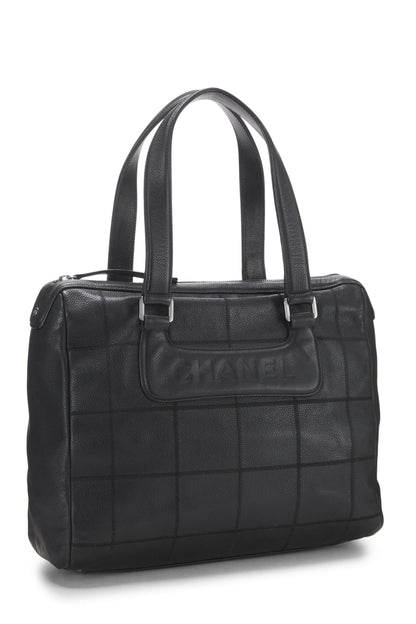 Chanel, Pre-Loved Black Calfskin Chocolate Bar Tote, Black