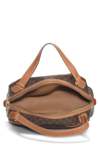 Céline, Pre-Loved Brown Coated Canvas Macadam Handbag, Brown