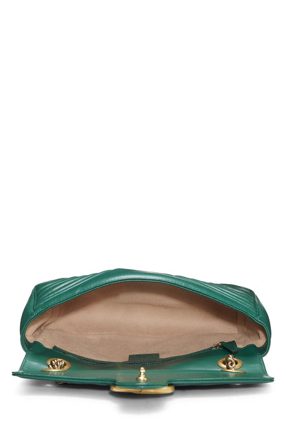 Gucci, sac à bandoulière GG Marmont en cuir vert d'occasion, petit modèle, vert