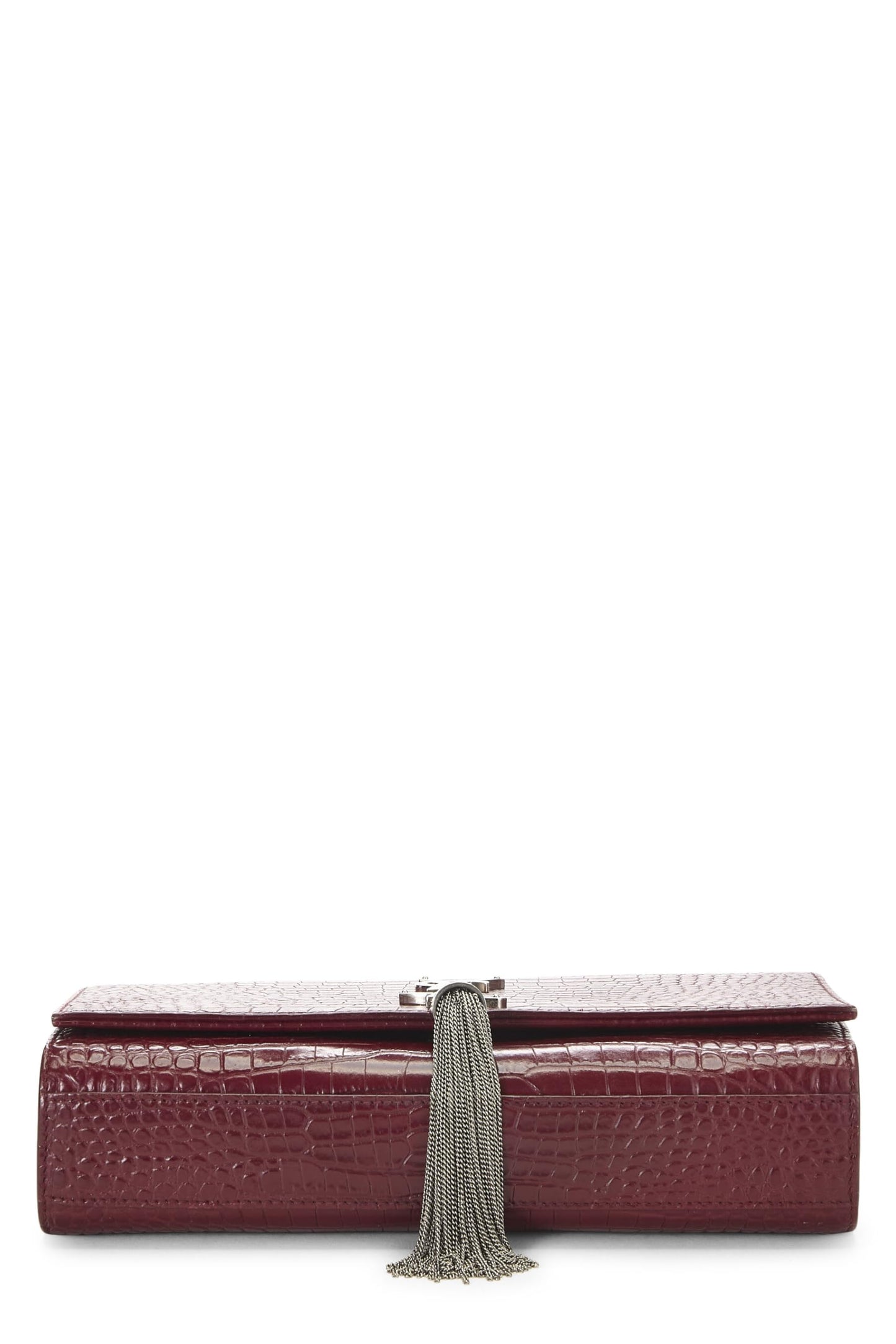 Yves Saint Laurent, Pre-Loved Burgundy Embossed Kate Tassel Medium, Burgundy