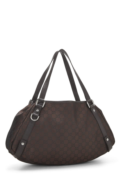 Gucci, sac fourre-tout Abbey en nylon marron GG d'occasion, grand modèle, marron