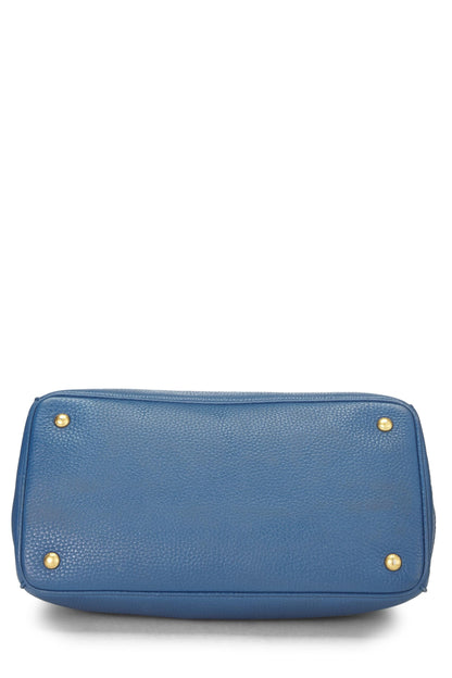 Prada, Pre-Loved Blue Vitello Daino Convertible Handbag, Blue