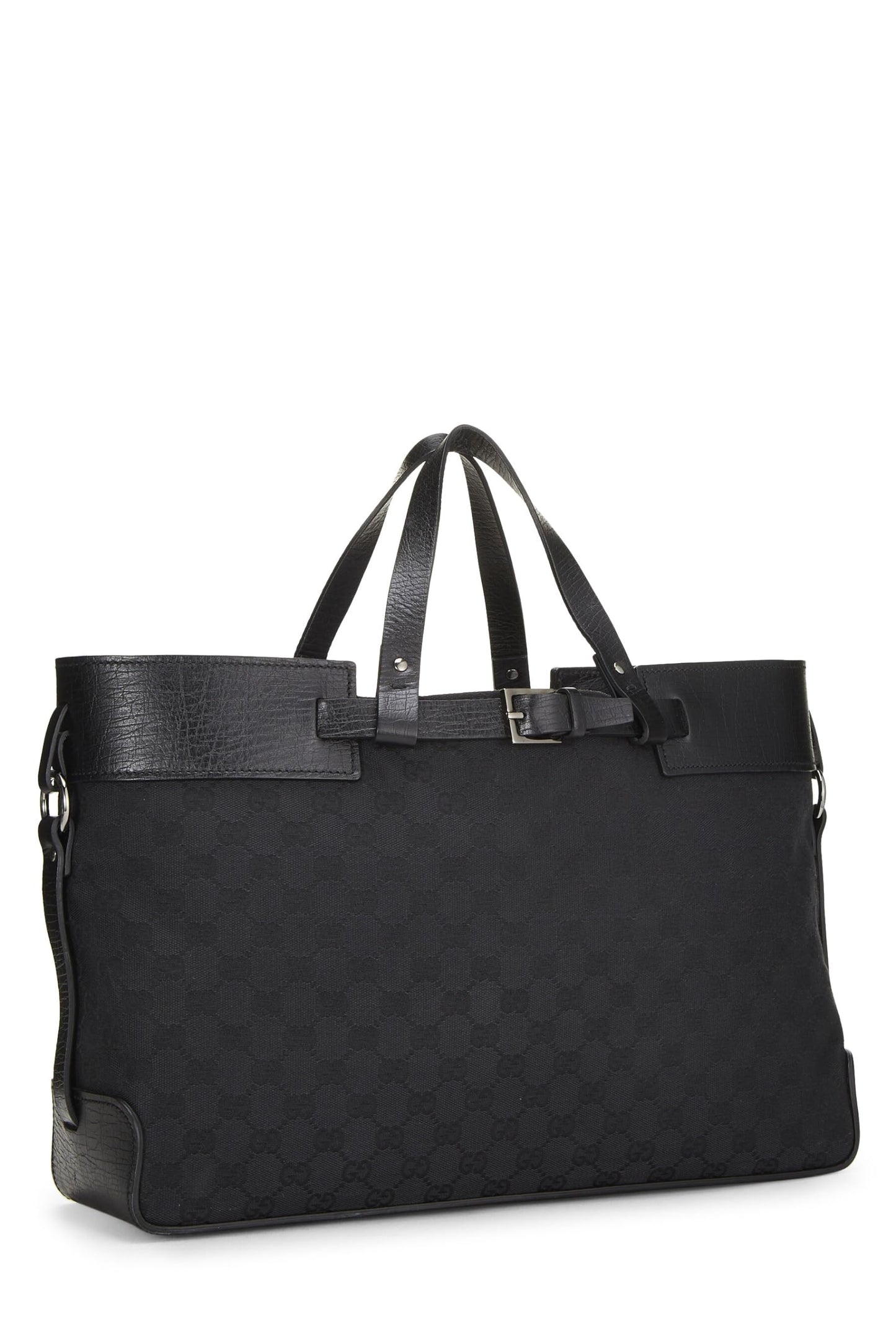 Gucci, sac fourre-tout en toile GG noir d'occasion, grand modèle, noir