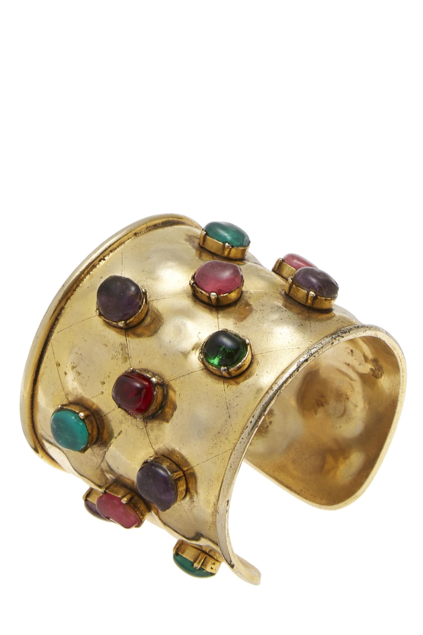 Chanel, Pre-Loved Gold & Multicolor Gripoix Quilted Cuff, Multi