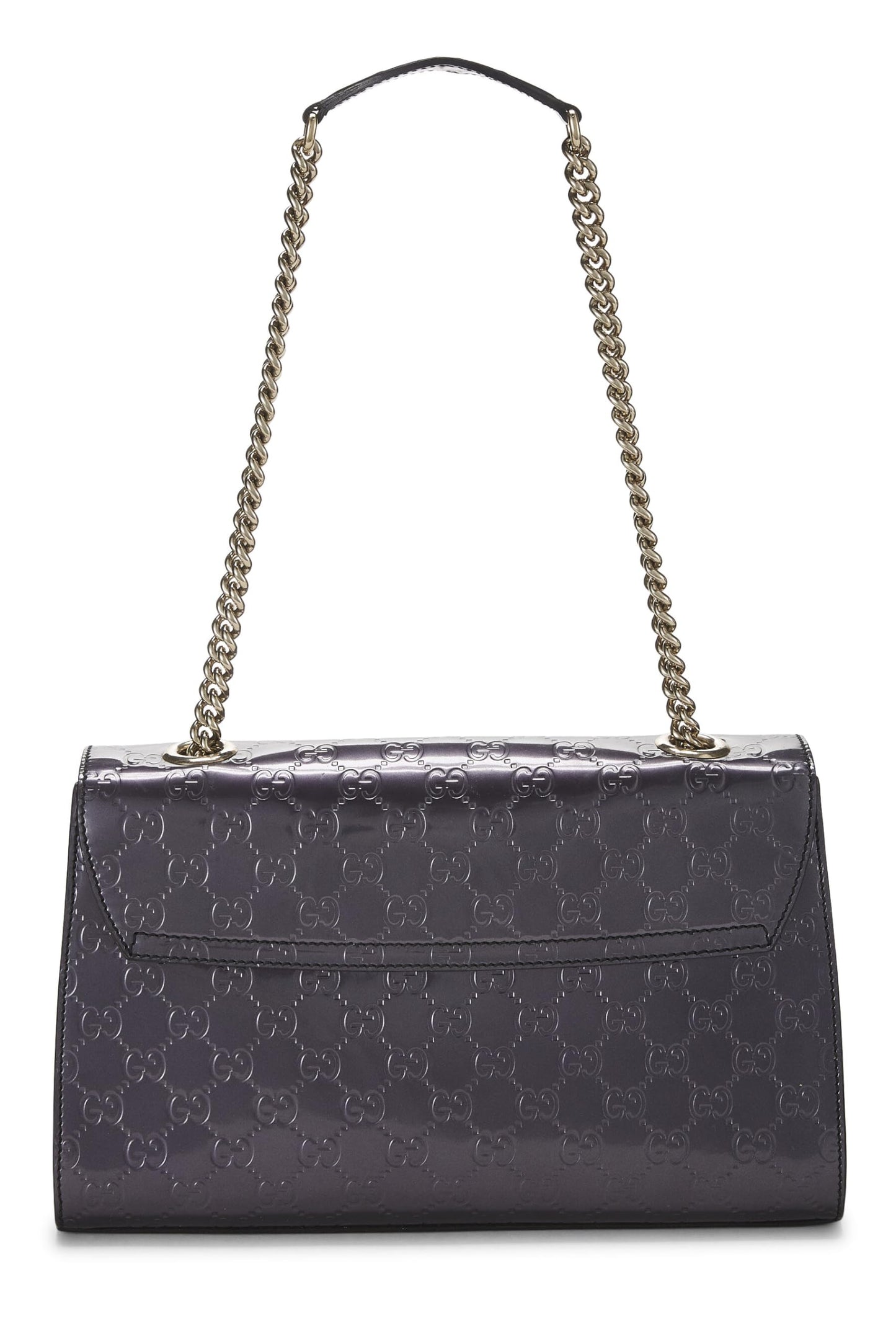 Gucci, sac à bandoulière en cuir verni violet Guccissima Emily d'occasion, violet