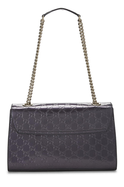 Gucci, Bolso de hombro con cadena Emily de charol Guccissima morado Pre-Loved, Púrpura