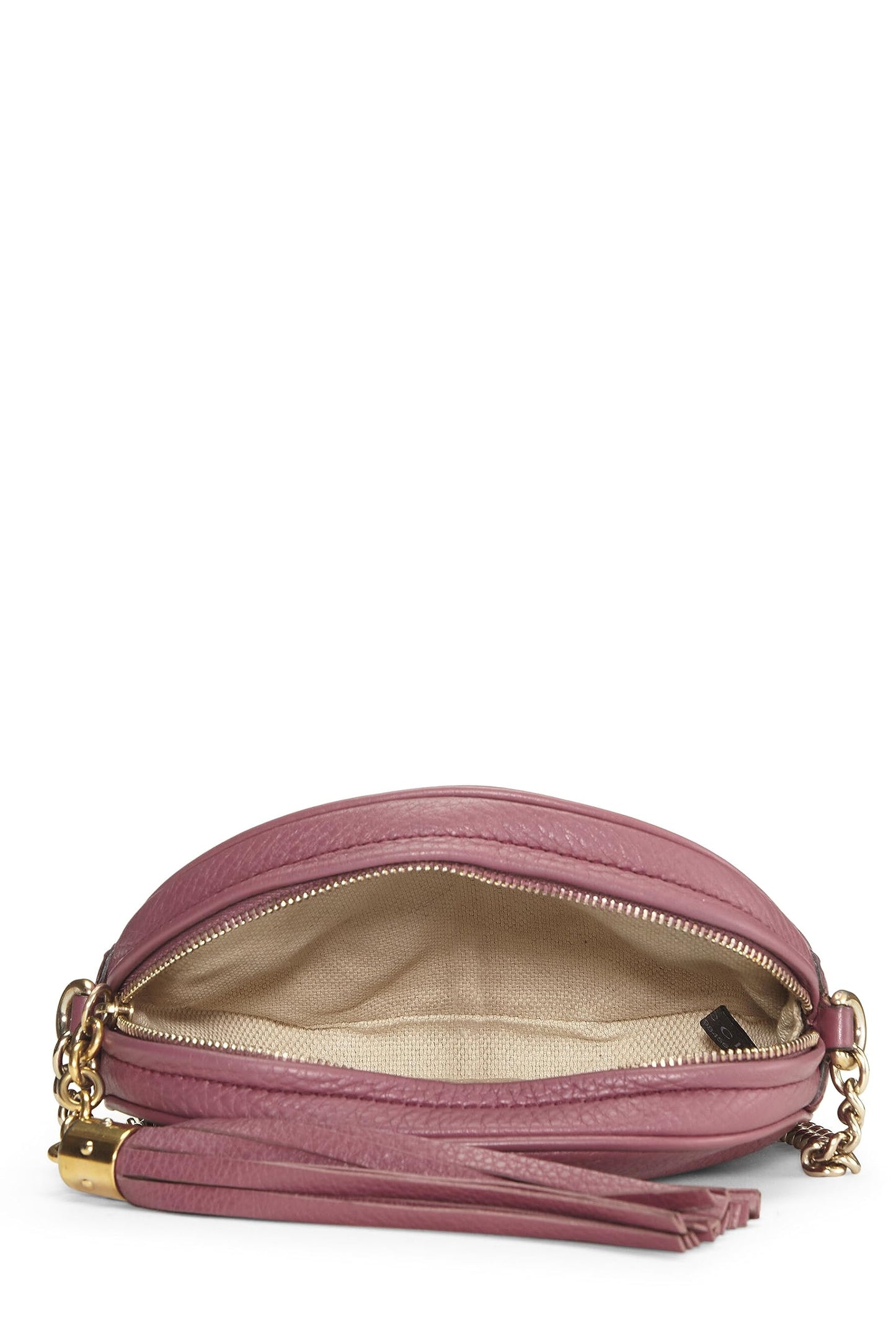 Gucci, Pre-Loved Purple Leather Soho Round Chain Crossbody Mini, Purple